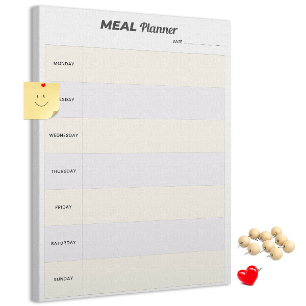 Wall cork memo board Meal planner for the whole week
