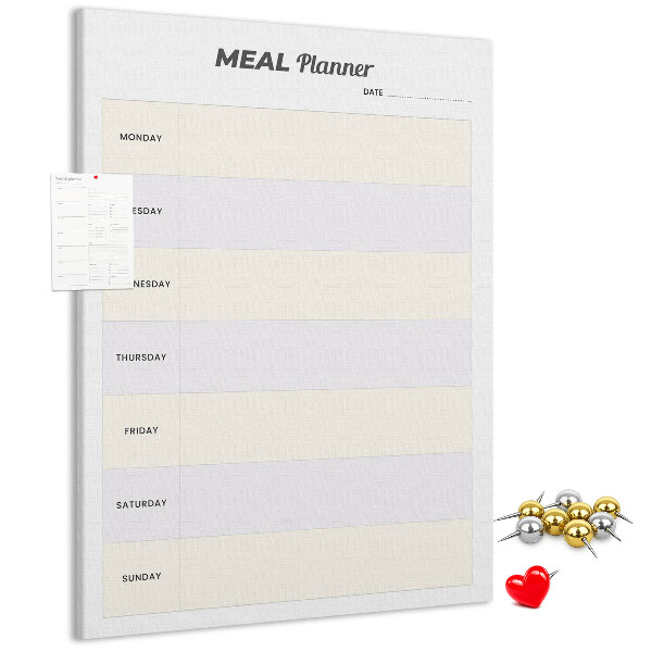 Wall cork memo board Meal planner for the whole week