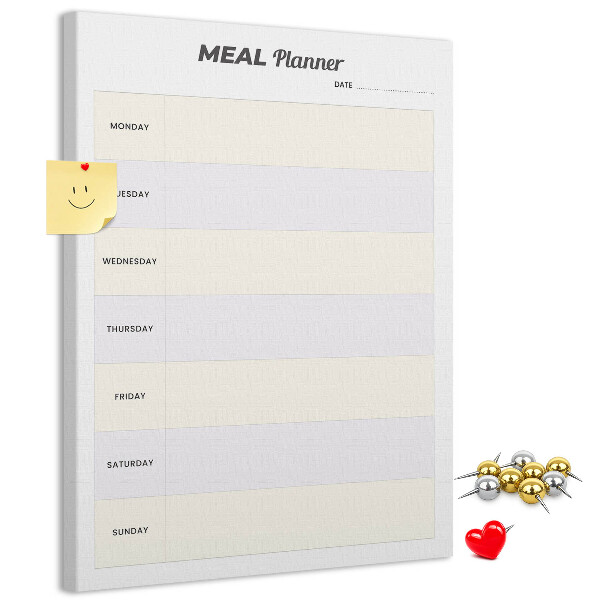 Wall cork memo board Meal planner for the whole week