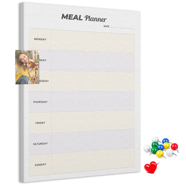 Wall cork memo board Meal planner for the whole week