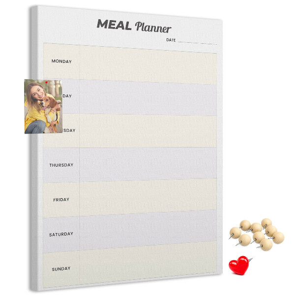 Wall cork memo board Meal planner for the whole week