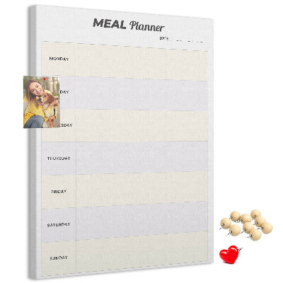 Wall cork memo board Meal planner for the whole week