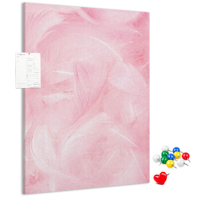 Wall cork memo board Delicate pink feathers on the background
