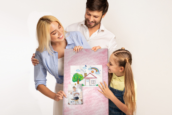 Wall cork memo board Delicate pink feathers on the background