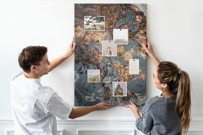 Memo cork board Abstract waves with a metallic accent