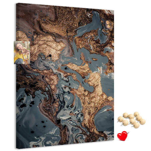 Memo cork board Abstract waves with a metallic accent