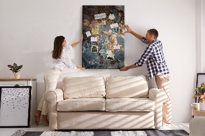 Memo cork board Abstract waves with a metallic accent