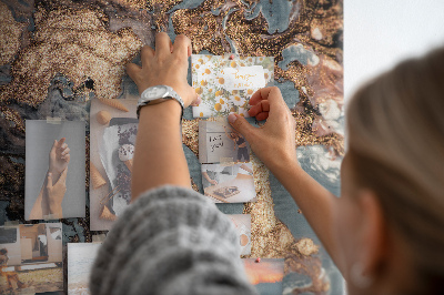 Memo cork board Abstract waves with a metallic accent