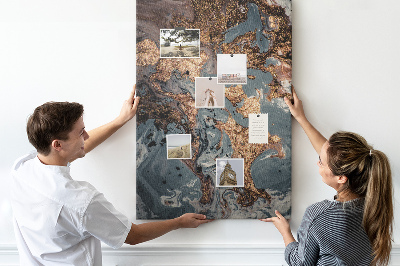 Memo cork board Abstract waves with a metallic accent
