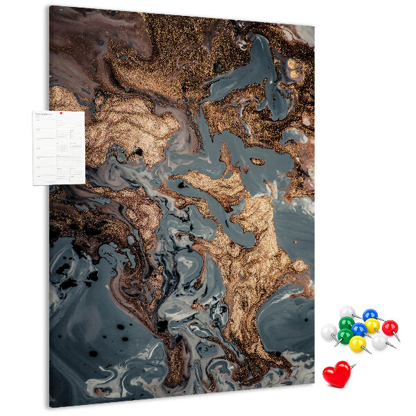 Memo cork board Abstract waves with a metallic accent