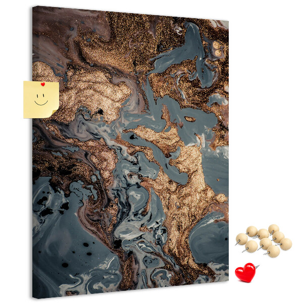 Memo cork board Abstract waves with a metallic accent