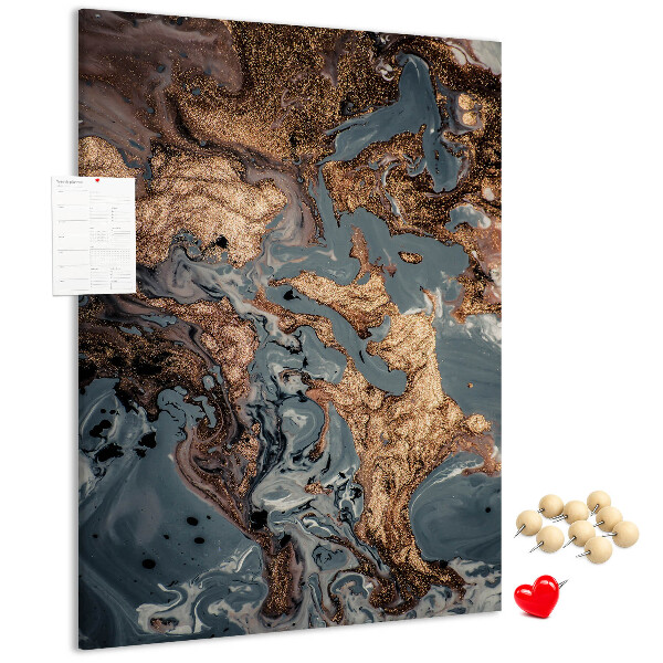 Memo cork board Abstract waves with a metallic accent