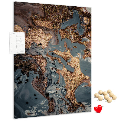 Memo cork board Abstract waves with a metallic accent
