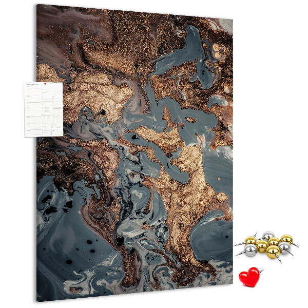 Memo cork board Abstract waves with a metallic accent