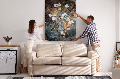 Memo cork board Abstract waves with a metallic accent