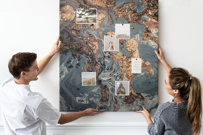 Memo cork board Abstract waves with a metallic accent