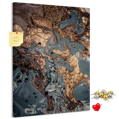 Memo cork board Abstract waves with a metallic accent