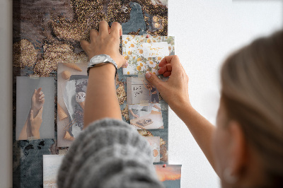 Memo cork board Abstract waves with a metallic accent