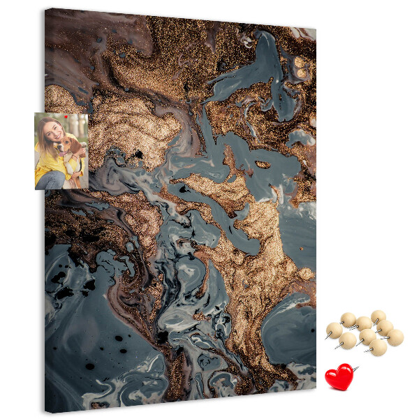 Memo cork board Abstract waves with a metallic accent