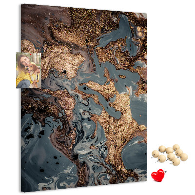 Memo cork board Abstract waves with a metallic accent