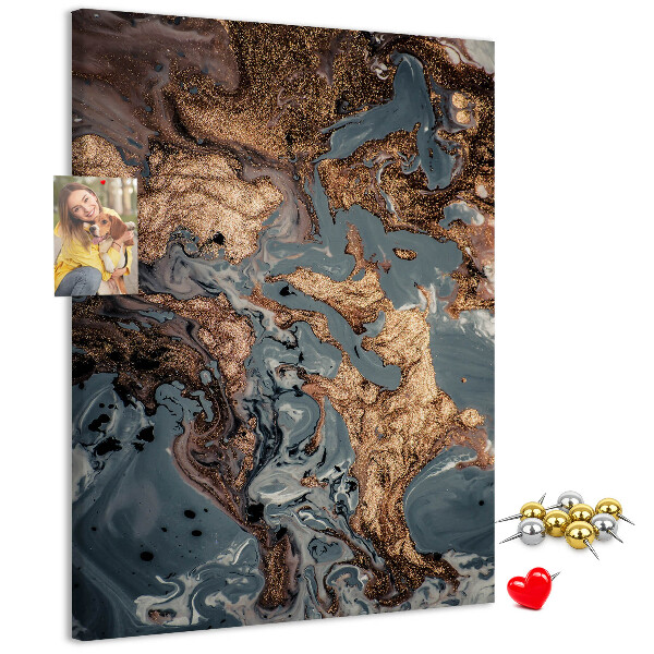 Memo cork board Abstract waves with a metallic accent