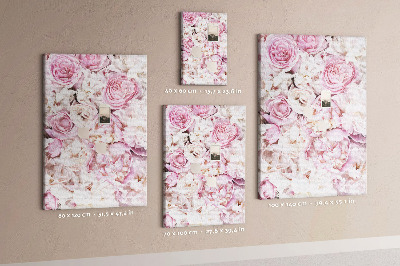 Cork notice board Pink flowers in a delicate color combination