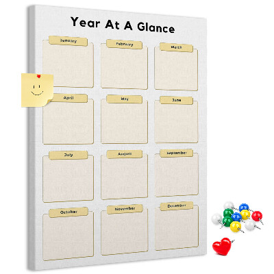 Wall cork memo board Annual calendar for event planning