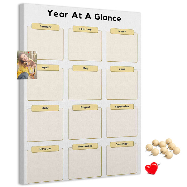 Wall cork memo board Annual calendar for event planning
