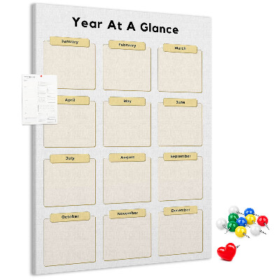 Wall cork memo board Annual calendar for event planning
