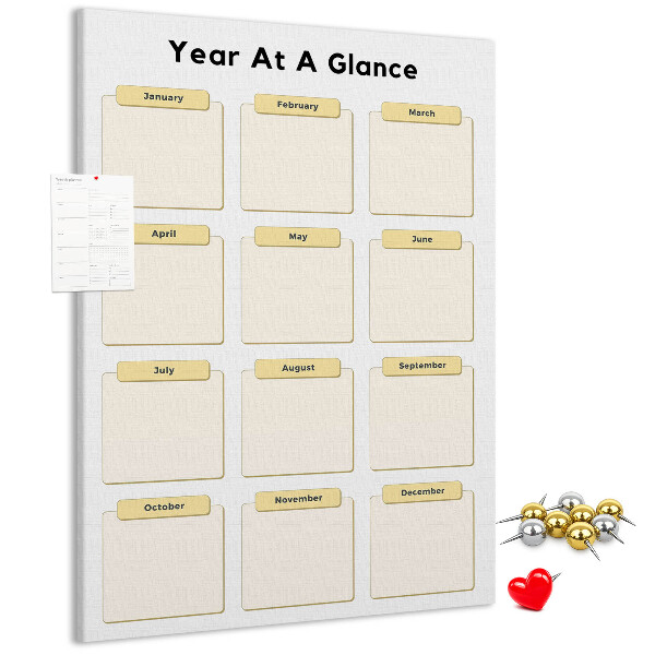 Wall cork memo board Annual calendar for event planning