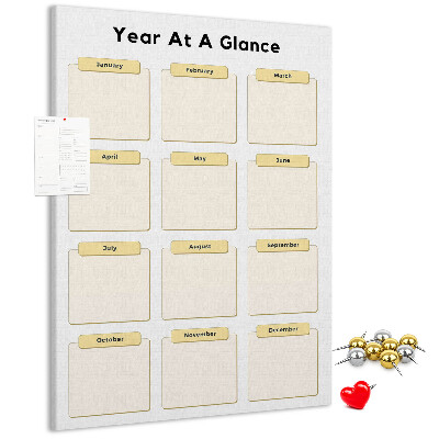 Wall cork memo board Annual calendar for event planning
