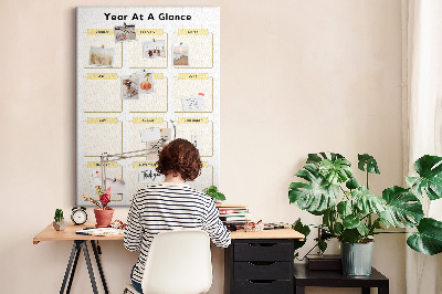 Wall cork memo board Annual calendar for event planning