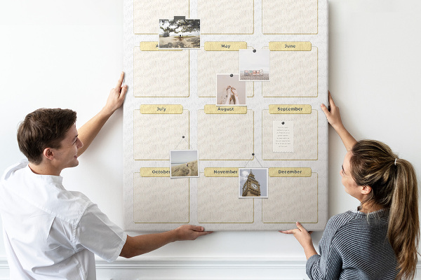 Wall cork memo board Annual calendar for event planning
