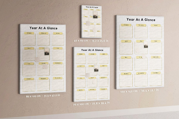 Wall cork memo board Annual calendar for event planning