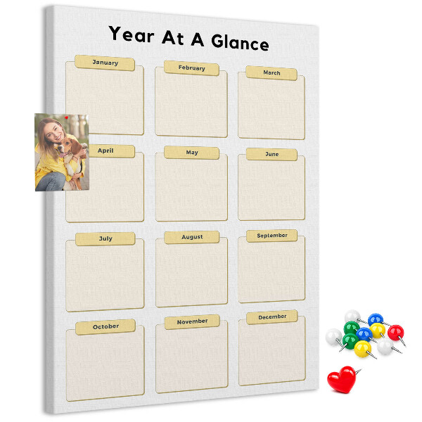 Wall cork memo board Annual calendar for event planning