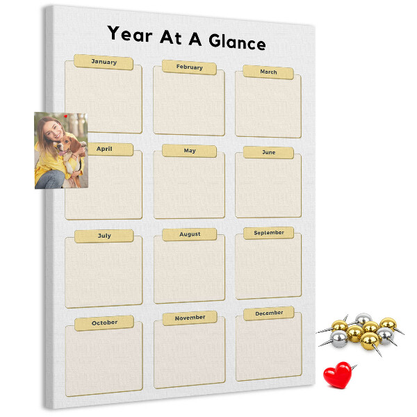 Wall cork memo board Annual calendar for event planning