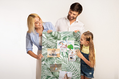 Memo cork board Tropical leaves in shades of green