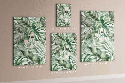 Memo cork board Tropical leaves in shades of green