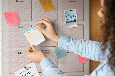 Cork notice board Birthday calendar with space for notes