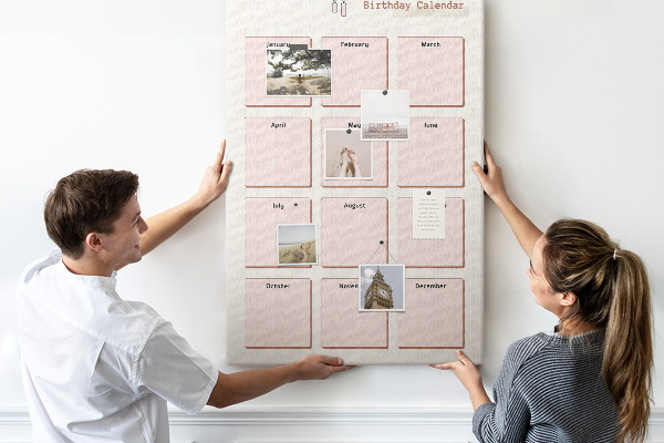 Cork notice board Birthday calendar with space for notes
