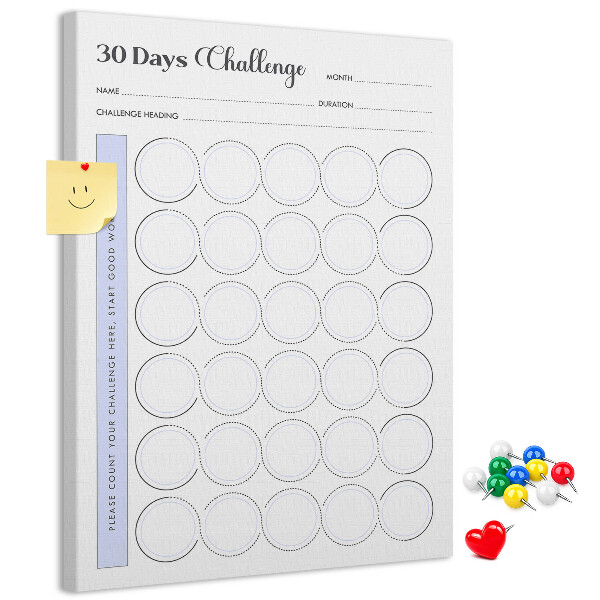 Memo cork board 30 Day Challenge with space for notes
