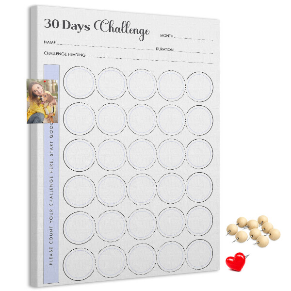 Memo cork board 30 Day Challenge with space for notes