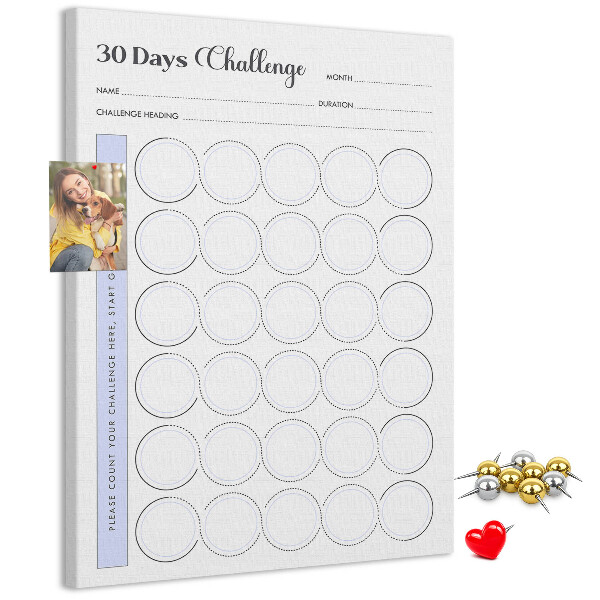 Memo cork board 30 Day Challenge with space for notes