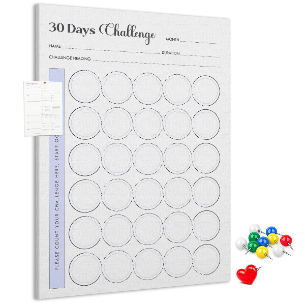 Memo cork board 30 Day Challenge with space for notes