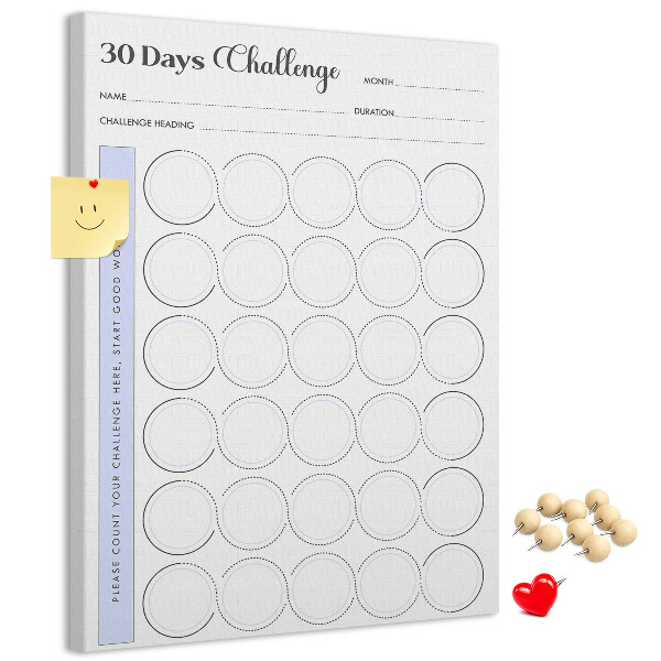Memo cork board 30 Day Challenge with space for notes