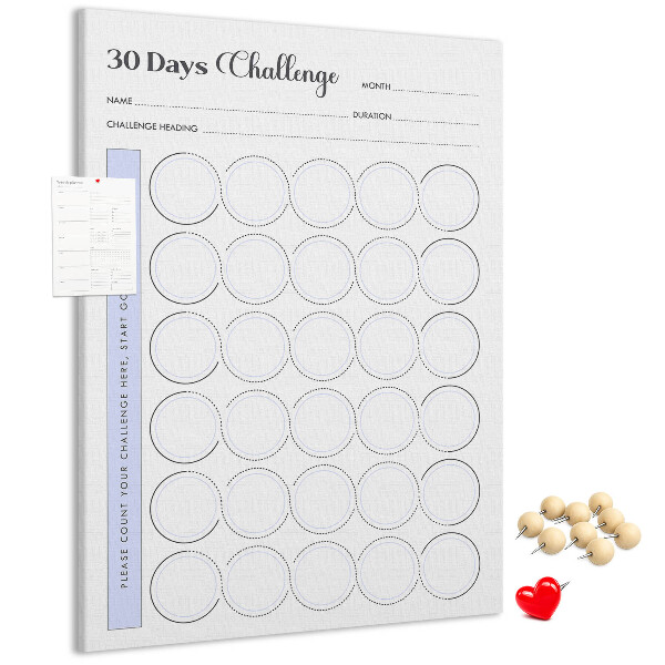 Memo cork board 30 Day Challenge with space for notes