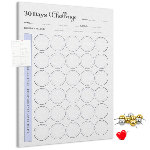 Memo cork board 30 Day Challenge with space for notes