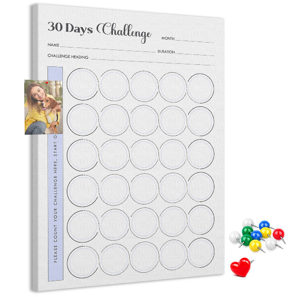 Memo cork board 30 Day Challenge with space for notes