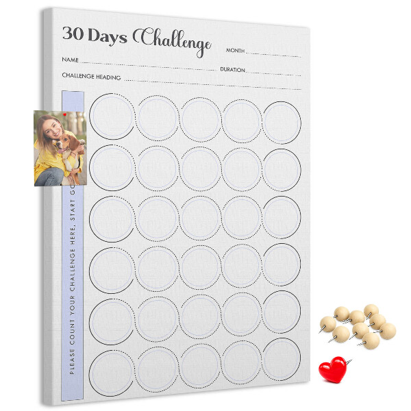 Memo cork board 30 Day Challenge with space for notes