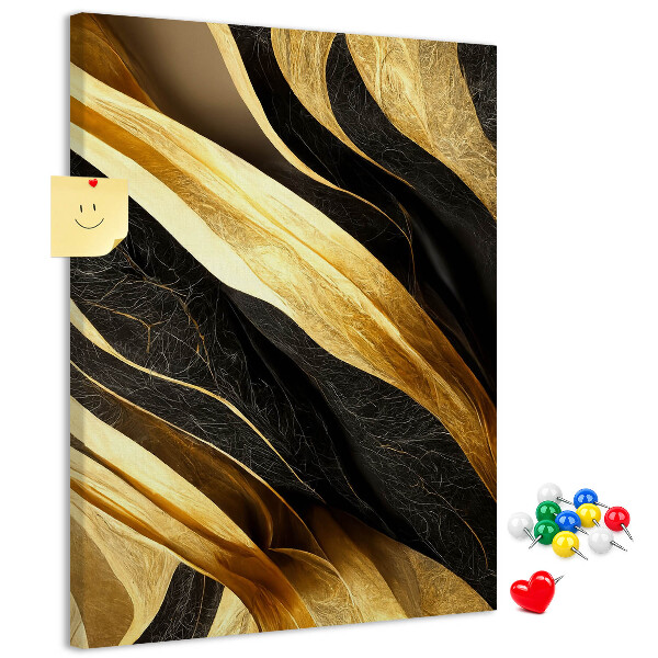 Pin board Gold and black waves fabric texture